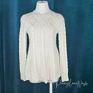 Shrinking Violet Cable Knit Tunic Sweater XS Off White
